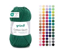 Gründl Wolle Cotton Quick uni – 100% Baumwolle, glänzend, 50 g/125 m, tannengrün
