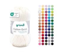 Gründl Häkelgarn Cotton Quick uni – dünn, 100% Baumwolle, 50 g/125 m, Nadelstärke 3–4, Wollweiß