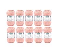 Gründl Wolle Cotton Quick uni Häkelgarn 10 Knäuel 50 g, Apricot | dünne Wolle zum Häkeln - Strickgarn - Häkelgarn - Glänzend und hautfreundlich - 100 % Baumwolle - 50 g / 125 m