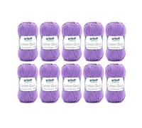 Gründl Wolle Cotton Quick uni Häkelgarn 10 Knäuel 50 g, Lavendel | dünne Wolle zum Häkeln - Strickgarn - Häkelgarn - Glänzend und hautfreundlich - 100 % Baumwolle - 50 g / 125 m