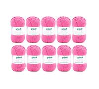 Gründl Cotton Quick Uni Strickgarn / Häkelgarn, 10 Knäuel à 50 g (farbenfrohes Garn aus 100% Baumwolle, OEKO-TEX zertifiziert, 50 g / 125 m, Nadelstärke: 3 - 4, 10 x 50 g), Himbeere