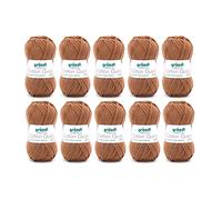 Gründl Cotton Quick Uni Strickgarn/Häkelgarn, 10 Knäuel à 50 g (farbenfrohes Garn aus 100% Baumwolle, OEKO-TEX zertifiziert, 50 g / 125 m, Nadelstärke: 3 - 4, 10 x 50 g), Caramell, 29 x 12 x 7 cm