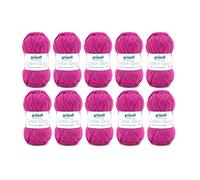 Gründl Cotton Quick Uni Strickgarn/Häkelgarn, 10 Knäuel à 50 g (farbenfrohes Garn aus 100% Baumwolle, OEKO-TEX zertifiziert, 50 g / 125 m, Nadelstärke: 3 - 4, 10 x 50 g), Orchidee, 29 x 12 x 7 cm