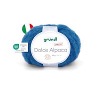 Gründl Wolle Dolce Alpaca - weiche Alpakawolle zum Stricken und Häkeln - Flauschig und wärmend - 55% Alpaka, 40% Merinowolle, 5% Polyamid - 1 Knäuel - 50 g / 100 m - Nadelstärke 6-7 - grünblau