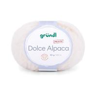 Gründl Wolle Dolce Alpaca - weiche Alpakawolle zum Stricken und Häkeln - Flauschig und wärmend - 55% Alpaka, 40% Merinowolle, 5% Polyamid - 1 Knäuel - 50 g / 100 m - Nadelstärke 6-7 - creme