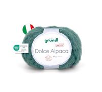 Gründl Wolle Dolce Alpaca - weiche Alpakawolle zum Stricken und Häkeln - Flauschig und wärmend - 55% Alpaka, 40% Merinowolle, 5% Polyamid - 1 Knäuel - 50 g / 100 m - Nadelstärke 6-7 - jade