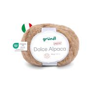 Gründl Wolle Dolce Alpaca - weiche Alpakawolle zum Stricken und Häkeln - Flauschig und wärmend - 55% Alpaka, 40% Merinowolle, 5% Polyamid - 1 Knäuel - 50 g / 100 m - Nadelstärke 6-7 - hellbraun