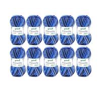 Gründl Filzwolle color, (OEKO-TEX zertifiziert, 100 % Schurwolle zum Filzen, 50 g / 50 m, Nadelstärke: 8 - 9, 10 Knäuel á 50 g), blau-anthrazit Multicolor, 31 x 32 x 6 cm