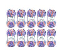 Gründl Filzwolle color, (OEKO-TEX zertifiziert, 100 % Schurwolle zum Filzen, 50 g / 50 m, Nadelstärke: 8 - 9, 10 Knäuel á 50 g), Flieder-blau-Multicolor, 31 x 32 x 6 cm