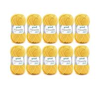 Gründl Wolle Filzwolle uni - Dicke Wolle zum Filzen in der Waschmaschine - Strickgarn zum Filzen - Weich und hautfreundlich - 100% Schurwolle - 10 Knäuel 50 g /50 m -Nadelstärke 8-9 - Zitrone
