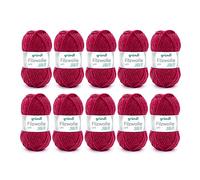 Gründl Wolle Filzwolle uni - Dicke Wolle zum Filzen in der Waschmaschine - Strickgarn zum Filzen - Weich und hautfreundlich - 100% Schurwolle - 10 Knäuel 50 g /50 m -Nadelstärke 8-9 - Bordeaux