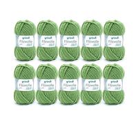 Gründl Wolle Filzwolle uni - Dicke Wolle zum Filzen in der Waschmaschine - Strickgarn zum Filzen - Weich und hautfreundlich - 100% Schurwolle - 10 Knäuel 50 g /50 m -Nadelstärke 8-9 - Grasgrün