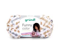 Gründl Funny color (Samtartiges Chenille Strick- & Häkelgarn aus 100% Polyester, 100 g / 120 m, Nadelstärke: 5-6, 1 x 100 g), 07 senf-hellgrau-weiß