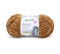 Gründl Wolle Funny Dots Strick- & Häkelgarn (weiches samtartiges Chenille-Garn aus 100% Polyester, 1 x 150 g / 60 m, Nadelstärke: 9-10), honiggelb-ocker-rotbraun