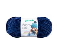 Gründl Wolle Funny Chenille – dickes, weiches Chenillegarn, 100% Polyester, 100 g/120 m, Navy