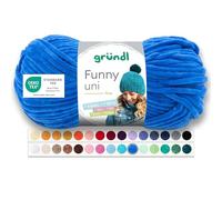 Gründl Wolle Funny uni Chenille Wolle 1 Knäuel 100 g, Royalblau | dicke weiche Chenille Wolle zum Häkeln - Kuschelig und hautfreundlich - 100 % Polyester - 100 g / 120 m - Nadelstärke 5 - 6