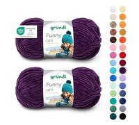 Gründl Wolle Funny uni - weiche Chenille Wolle zum Häkeln - Chenillegarn aus 100% Polyester, 2 Knäuel (100 g/ 120 m, Nadelstärke: 5-6) - Aubergine