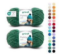 Gründl Wolle Funny uni - weiche Chenille Wolle zum Häkeln - Chenillegarn aus 100% Polyester, 2 Knäuel (100 g/ 120 m, Nadelstärke: 5-6) - Dunkelgrün