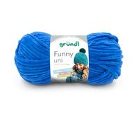 Gründl Wolle Funny uni - dicke weiche Chenille Wolle zum Häkeln - Häkelwolle - Strickwolle - Kuschelig und hautfreundlich - 100% Polyester - 1 Knäuel 100 g / 120 m - Nadelstärke 5-6 - Royalblau
