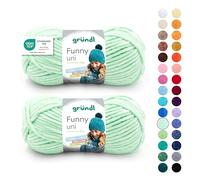 Gründl Wolle Funny uni - weiche Chenille Wolle zum Häkeln - Chenillegarn aus 100% Polyester, 2 Knäuel (100 g/ 120 m, Nadelstärke: 5-6) - Pastellgrün