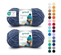 Gründl Wolle Funny uni - dicke weiche Chenille Wolle zum Häkeln - Häkelwolle - Strickwolle - Kuschelig und hautfreundlich - 100% Polyester - 2 Knäuel 100 g / 120 m - Nadelstärke 5-6 - Jeans