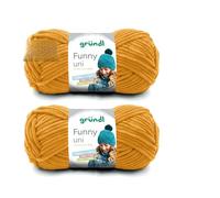 Gründl Wolle Funny uni - dicke weiche Chenille Wolle zum Häkeln - Häkelwolle - Strickwolle - Kuschelig und hautfreundlich - 100% Polyester - 2 Knäuel 100 g / 120 m - Nadelstärke 5-6 - Senf