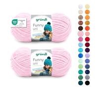 Gründl Wolle Funny uni - dicke weiche Chenille Wolle zum Häkeln - Häkelwolle - Strickwolle - Kuschelig und hautfreundlich - 100% Polyester - 2 Knäuel 100 g / 120 m - Nadelstärke 5-6 - Pastellrosa