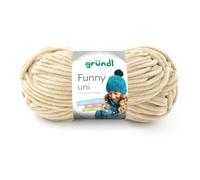Gründl Wolle Funny uni - dicke weiche Chenille Wolle zum Häkeln - Häkelwolle - Strickwolle - Kuschelig und hautfreundlich - 100% Polyester - 1 Knäuel 100 g / 120 m - Nadelstärke 5-6 - Beige