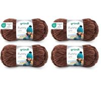 Gründl Wolle Funny uni - dicke weiche Chenille Wolle zum Häkeln - Häkelwolle - Strickwolle - Kuschelig und hautfreundlich - 100% Polyester - 2 Knäuel 100 g / 120 m - Nadelstärke 5-6 - Braun