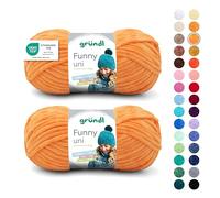 Gründl Wolle Funny uni - weiche Chenille Wolle zum Häkeln - Chenillegarn aus 100% Polyester, 2 Knäuel (100 g/ 120 m, Nadelstärke: 5-6) - Gelb