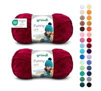 Gründl Wolle Funny uni - weiche Chenille Wolle zum Häkeln - Chenillegarn aus 100% Polyester, 2 Knäuel (100 g/ 120 m, Nadelstärke: 5-6) - Bordeaux