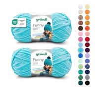 Gründl Wolle Funny uni - dicke weiche Chenille Wolle zum Häkeln - Häkelwolle - Strickwolle - Kuschelig und hautfreundlich - 100% Polyester - 2 Knäuel 100 g / 120 m - Nadelstärke 5-6 - Türkis