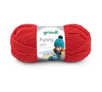 Gründl Wolle Funny uni - dicke weiche Chenille Wolle zum Häkeln - Häkelwolle - Strickwolle - Kuschelig und hautfreundlich - 100% Polyester - 1 Knäuel 100 g / 120 m - Nadelstärke 5-6 - Kirsche