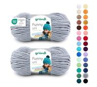 Gründl Wolle Funny uni - weiche Chenille Wolle zum Häkeln - Chenillegarn aus 100% Polyester, 2 Knäuel (100 g/ 120 m, Nadelstärke: 5-6) - Hellgrau