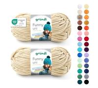 Gründl Wolle Funny uni, weiches Chneillegarn zum Stricken und Häkeln aus 100% Polyester, 2 Knäuel (100 g/ 120 m, Nadelstärke: 5-6), Beige