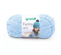 Gründl Wolle Funny uni - weiche Chenille Wolle zum Häkeln - Kuschelig und hautfreundlich - 100% Polyester - 1 Knäuel 100 g / 120 m - Nadelstärke 5-6 - pastellblau