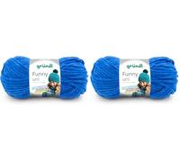 Gründl Wolle Funny uni - weiche Chenille Wolle zum Häkeln - Kuschelig und hautfreundlich - 100% Polyester - 1 Knäuel 100 g / 120 m - Nadelstärke 5-6 - royalblau (Packung mit 2)