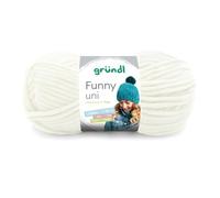 Gründl Wolle Funny uni - weiche Chenille Wolle zum Häkeln - Kuschelig und hautfreundlich - 100% Polyester - 1 Knäuel 100 g / 120 m - Nadelstärke 5-6 - creme
