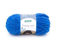 Gründl Funny Uni Strick- & Häkelgarn (samtartiges Chenille-Garn aus 100% Polyester, 100 g / 120 m, Nadelstärke: 5-6, 1 x 100 g), Royalblau