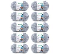 Gründl Wolle Funny uni - weiche Chenille Wolle zum Häkeln - Kuschelig und hautfreundlich - 100% Polyester - 10 Knäuel 100 g / 120 m - Nadelstärke 5-6, Hellgrau