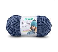 Gründl Funny uni Strick- & Häkelgarn (samtartiges Chenille-Garn aus 100% Polyester, 100 g / 120 m, Nadelstärke: 5-6, 1 x 100 g), jeans