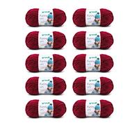 Gründl Funny uni Strick- & Häkelgarn (samtartiges Chenille-Garn aus 100% Polyester, 10 x 100 g / 120 m, Nadelstärke: 5-6), Bordeaux