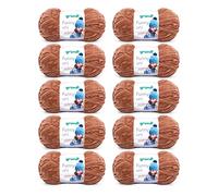 Gründl Funny uni Strick- & Häkelgarn (samtartiges Chenille-Garn aus 100% Polyester, 100 g / 120 m, Nadelstärke: 5-6, 10 x 100 g), hellbraun