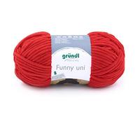 Gründl Wolle Funny Uni - weiche Chenille Wolle zum Häkeln - Kuschelig und hautfreundlich - 100% Polyester - 1 Knäuel 100 g / 120 m - Nadelstärke 5-6 - kirschrot