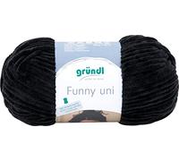 Gründl Wolle Funny uni - weiche Chenille Wolle zum Häkeln - Kuschelig und hautfreundlich - 100% Polyester - 1 Knäuel 100 g / 120 m - Nadelstärke 5-6 - schwarz