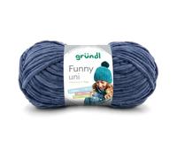 Gründl Funny uni Strick- & Häkelgarn (samtartiges Chenille-Garn aus 100% Polyester, 100 g / 120 m, Nadelstärke: 5-6, 1 x 100 g), jeans