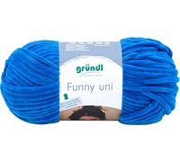 Gründl Wolle Funny uni - weiche Chenille Wolle zum Häkeln - Kuschelig und hautfreundlich - 100% Polyester - 1 Knäuel 100 g / 120 m - Nadelstärke 5-6 - royalblau