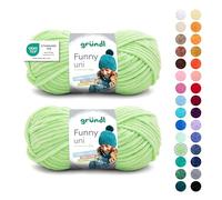 Gründl Wolle Funny uni - weiche Chenille Wolle zum Häkeln - Chenillegarn aus 100% Polyester, 2 Knäuel (100 g/ 120 m, Nadelstärke: 5-6) - Hellgrün