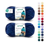 Gründl Wolle Funny uni - weiche Chenille Wolle zum Häkeln - Chenillegarn aus 100% Polyester, 2 Knäuel (100 g/ 120 m, Nadelstärke: 5-6) - Navy