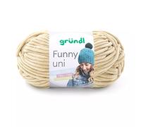 Gründl Wolle Funny uni - weiche Chenille Wolle zum Häkeln - Kuschelig und hautfreundlich - 100% Polyester - 1 Knäuel 100 g / 120 m - Nadelstärke 5-6 - beige